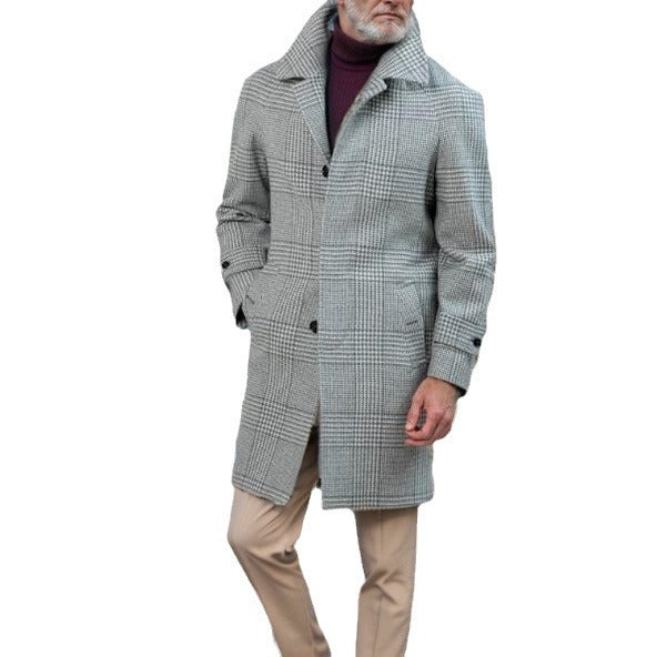Manteau en laine à carreaux à manches raglan pour homme