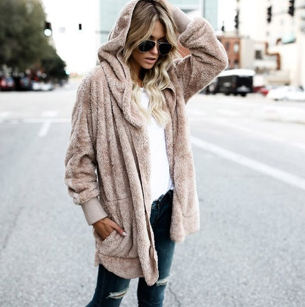 Manteau en peluche pour femme
