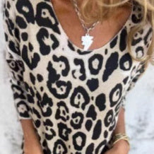 Damen Pullover mit Leopardenmuster – Langarm