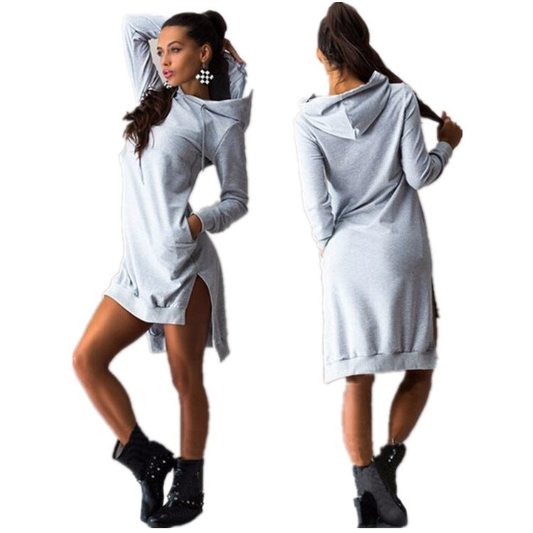 Robe sweat à capuche irrégulière