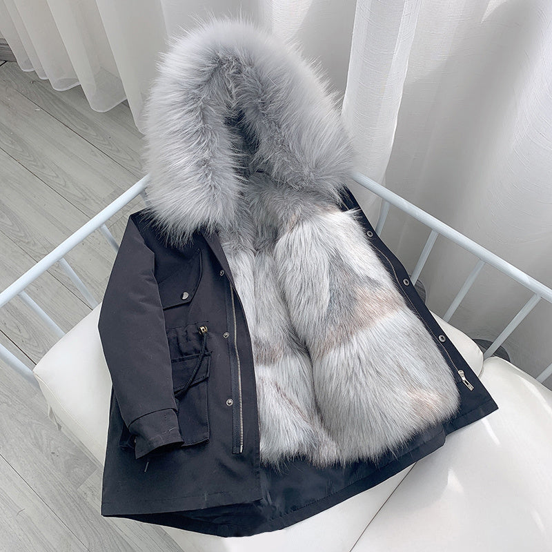**Kinder Partyjacke : Abnehmbare Kunstpelz-Fütterung,**