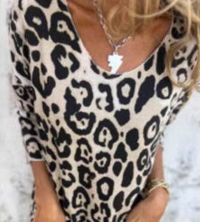 Damen Pullover mit Leopardenmuster – Langarm