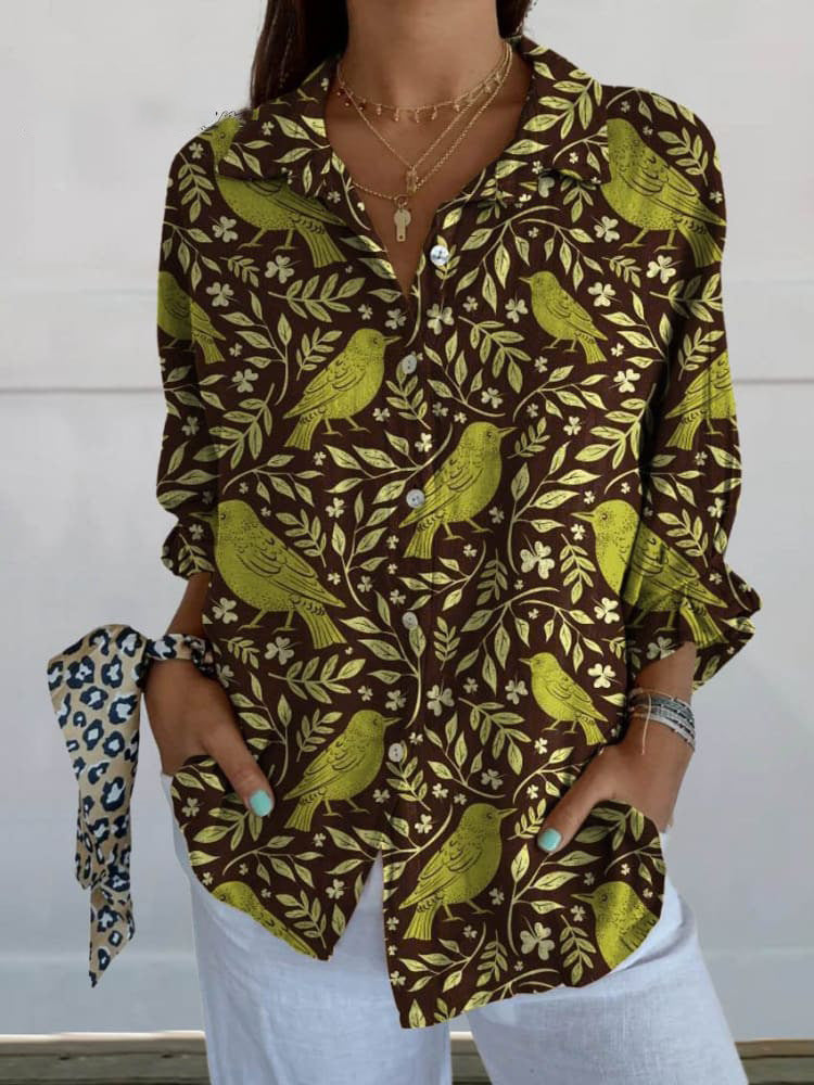 Damen-Langarmshirt im langen Schnitt mit Printmuster