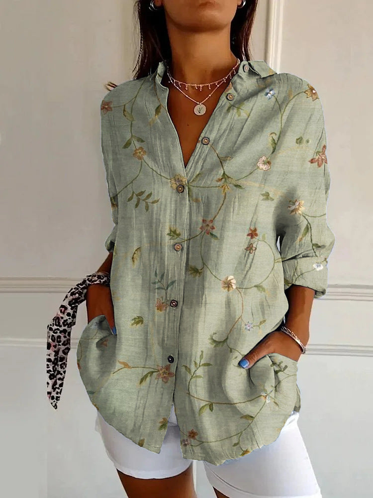 Damen-Langarmshirt im langen Schnitt mit Printmuster