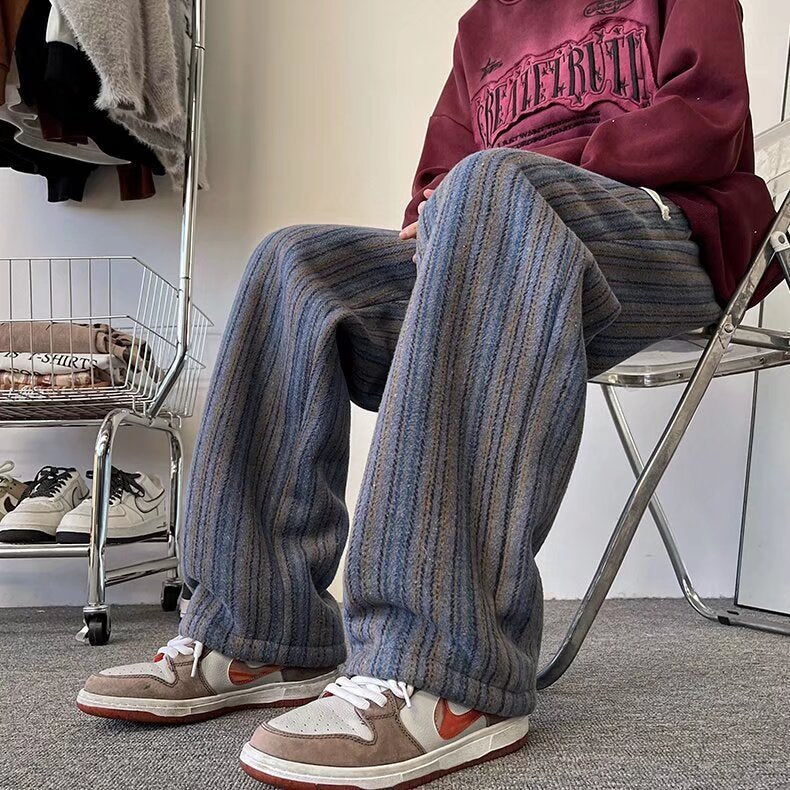 Pantalon décontracté ample à rayures