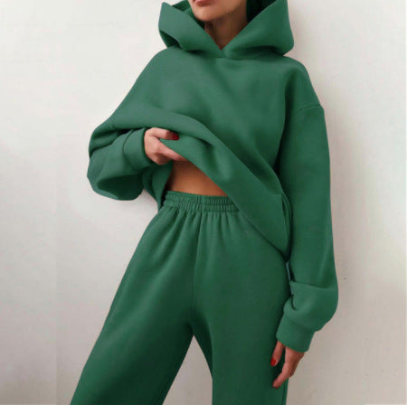 Damen Freizeit Kapuzenpullover Zweiteiliger Kleidung Anzug Hoodie Trainingsanzug