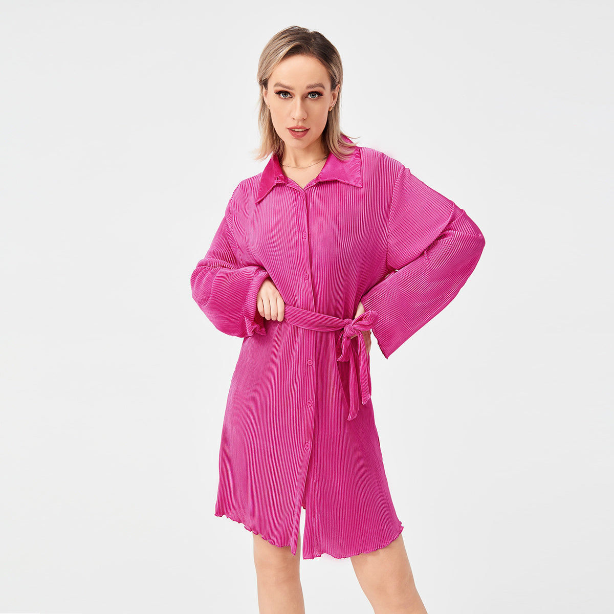 Damen Wickelkleid mit Falten