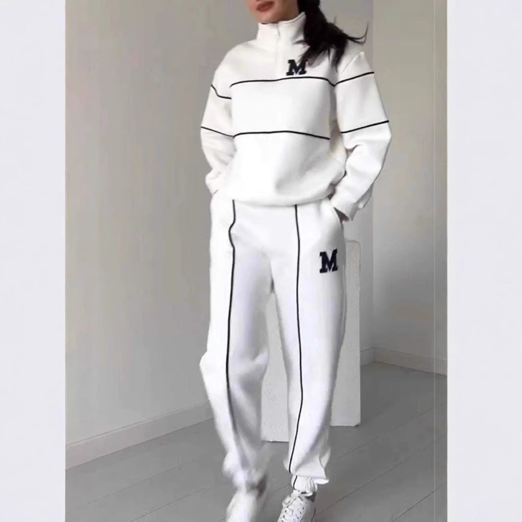 2-teiliges Lounge-Outfit für Damen, Pullover ohne Kapuze, Trainingsanzug-Set, Sweatshirt, Baggy-Mode, Jogginghose mit Taschen