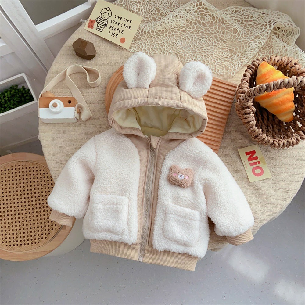 **Veste d'hiver pour enfants : Süßer Bär, Veste en laine Plus-Velours**