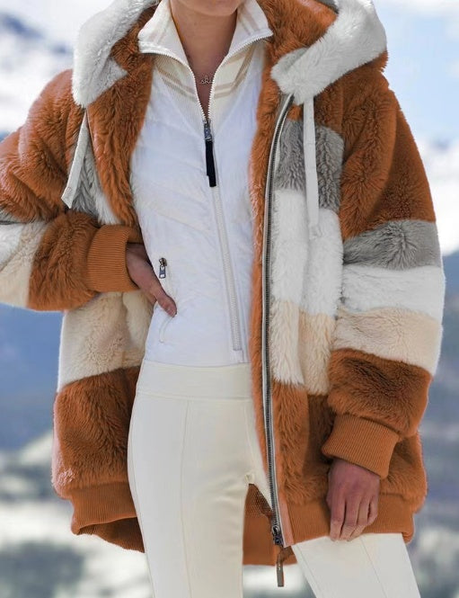 Sweat à capuche confortable à blocs de couleurs pour femme