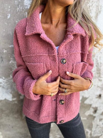 Women's Lapel Single Breasted Lamb Wool Coat