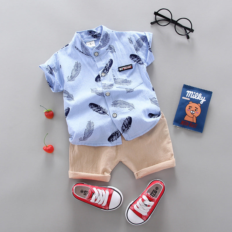 Kinder Baby Feder Cartoon Shirt Kurzarm Shorts Zweiteiliges Set