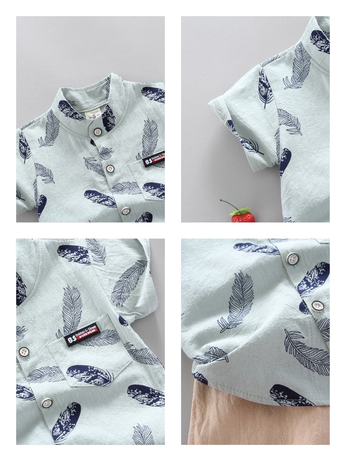Kinder Baby Feder Cartoon Shirt Kurzarm Shorts Zweiteiliges Set