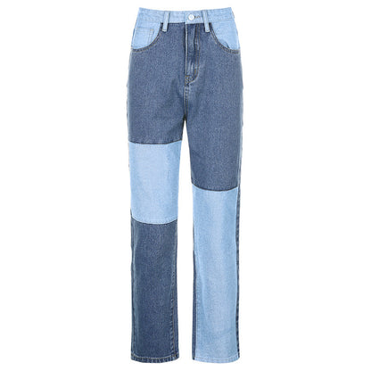 Jeans mit Kontrastnähten und hoher Taille für Damen