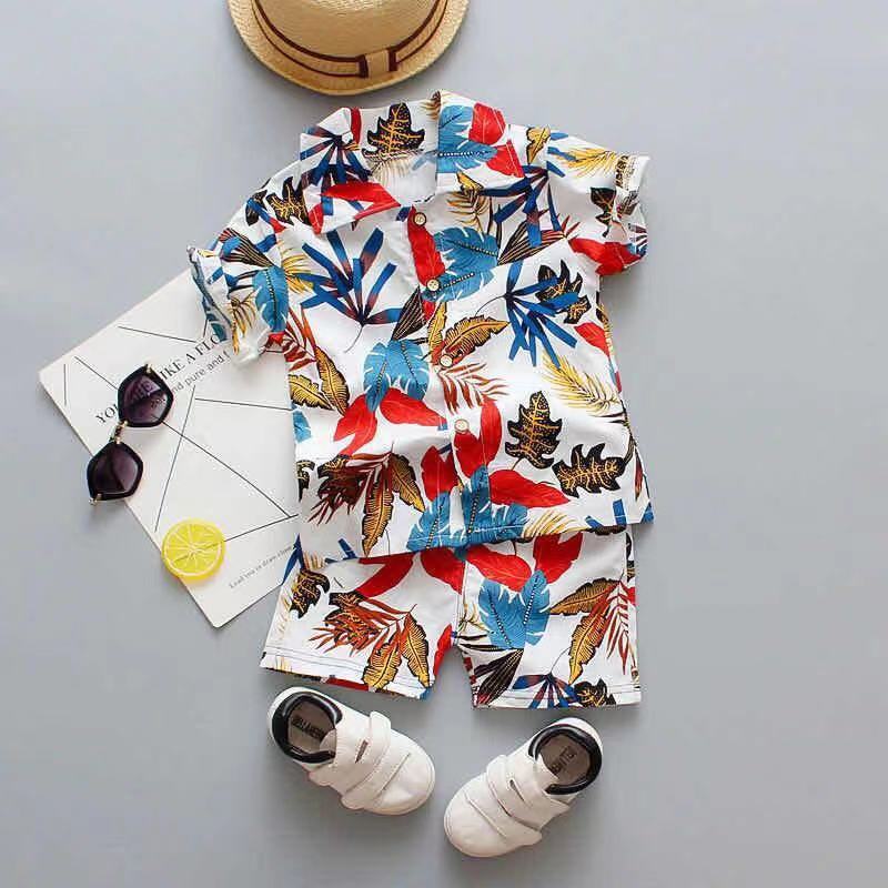 Kinder Sommer-Zweiteiler: Blumenhemd & Strandshorts im Urlaubsstil