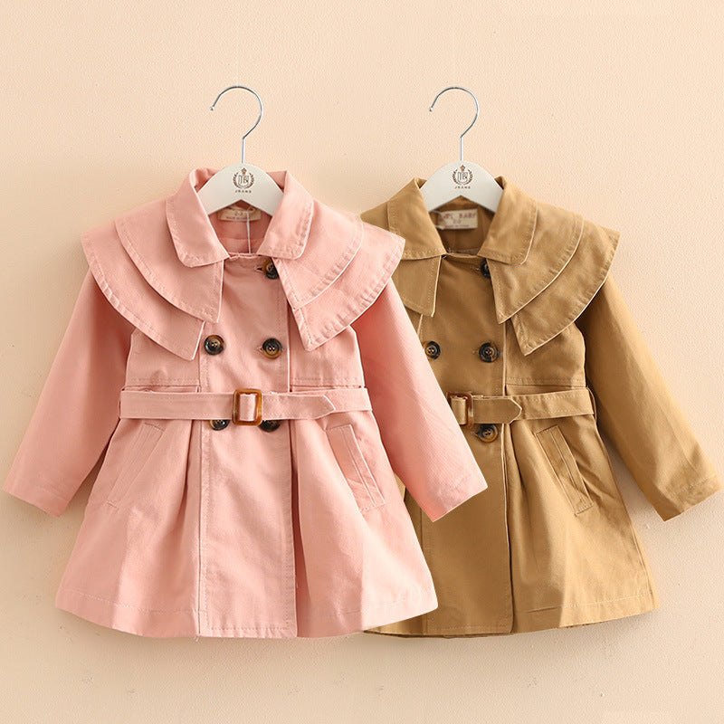 Girls' cotton trench coat