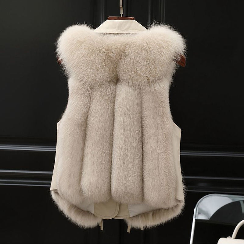 Fur Vest Short Coat Autumn And Winter New Patchwork Winter Fox Fur Jacket Women Short Artificial Fur Coat Elegant Female Warm Vest