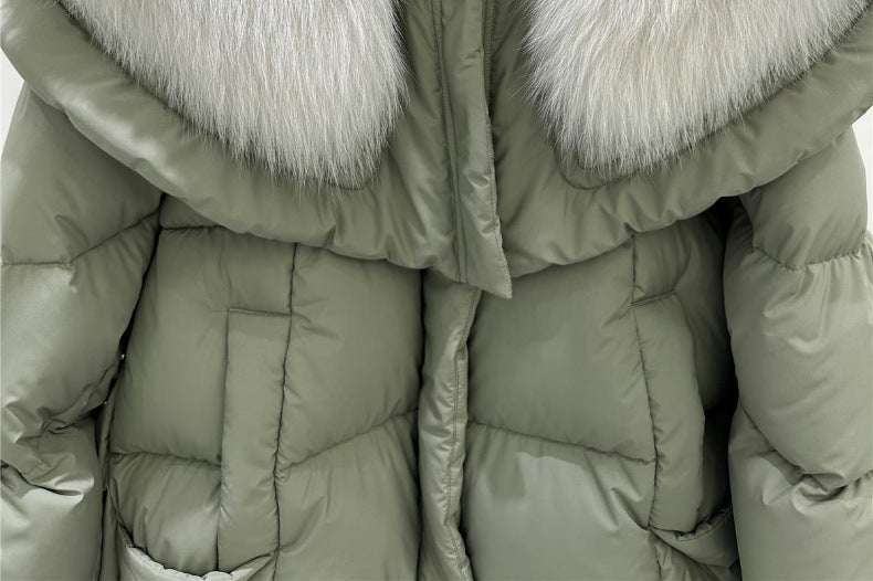 High-end Fox Fur Collar White Duck Down Short Down Jacket Female Light Luxury Loose And Warm Puffer Jacket Coat