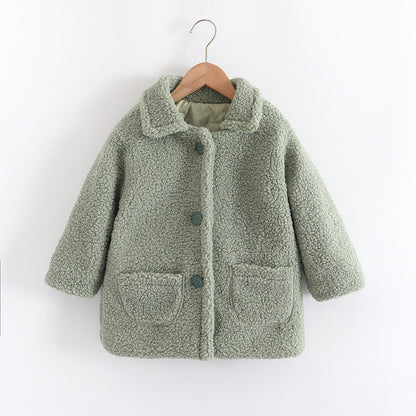 **Kinder Dicke Lammfell-Warmjacke**