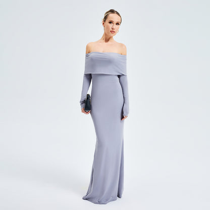 Elegantes Off-Shoulder Langarmkleid