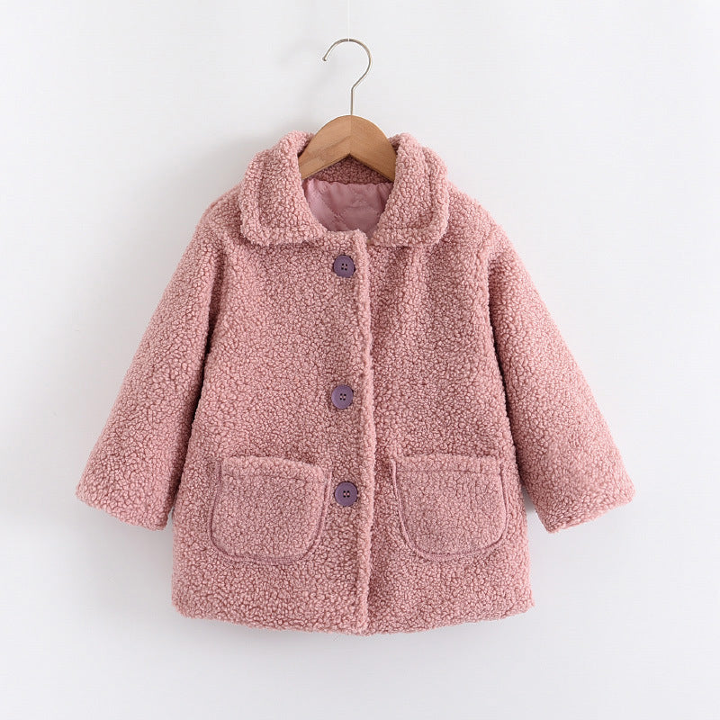 **Kinder Dicke Lammfell-Warmjacke**