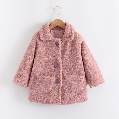 **Kinder Dicke Lammfell-Warmjacke**