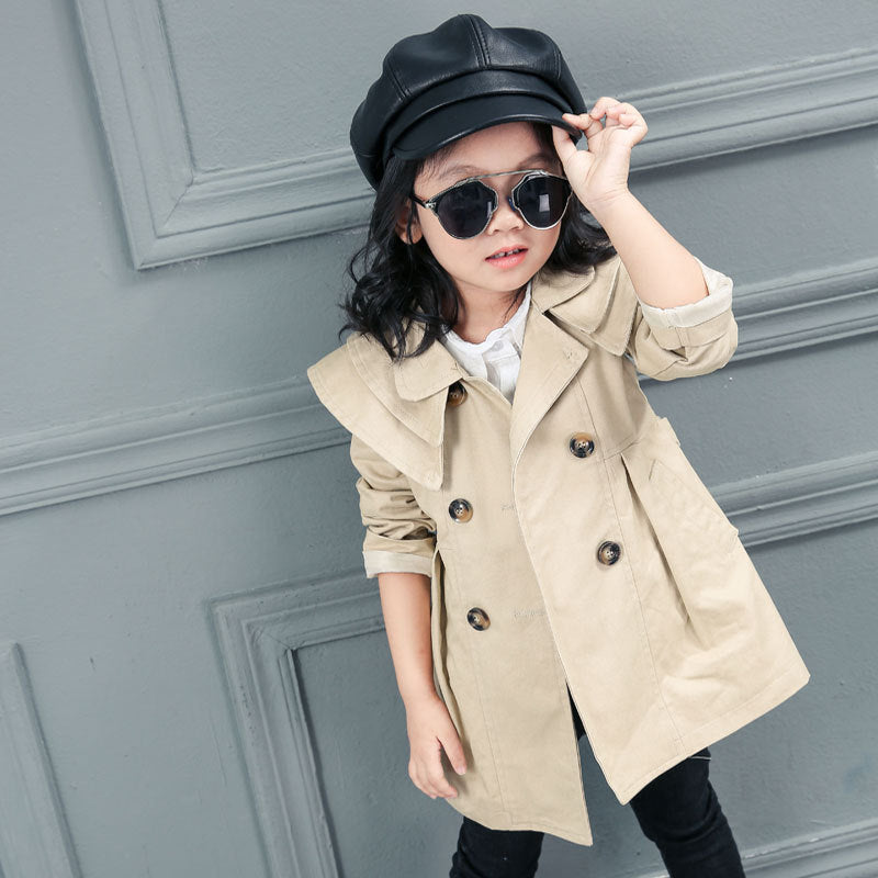 Girls' cotton trench coat