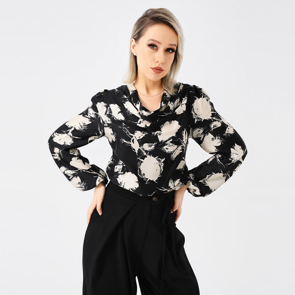 **Blouse élégante pour femmes avec imprimé et col tombant**