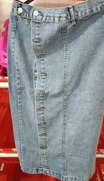 **Knopf-Design Irregulärer Schlitz Jeansrock mit hoher Taille**