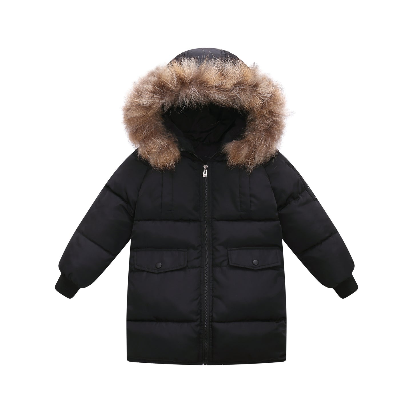 **Kinder Daunenjacke : Camouflage, Abnehmbarer Fellkragen, Dick et Warm**