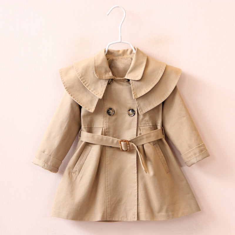 Girls' cotton trench coat