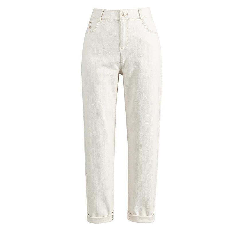 Damen High-Waisted Straight Crop Pants