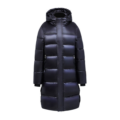 Winter Warmer Kapuzenmantel mit Taschen Mode Einfache Lange Baumwolljacke Einfarbige Oberbekleidung Damenbekleidung