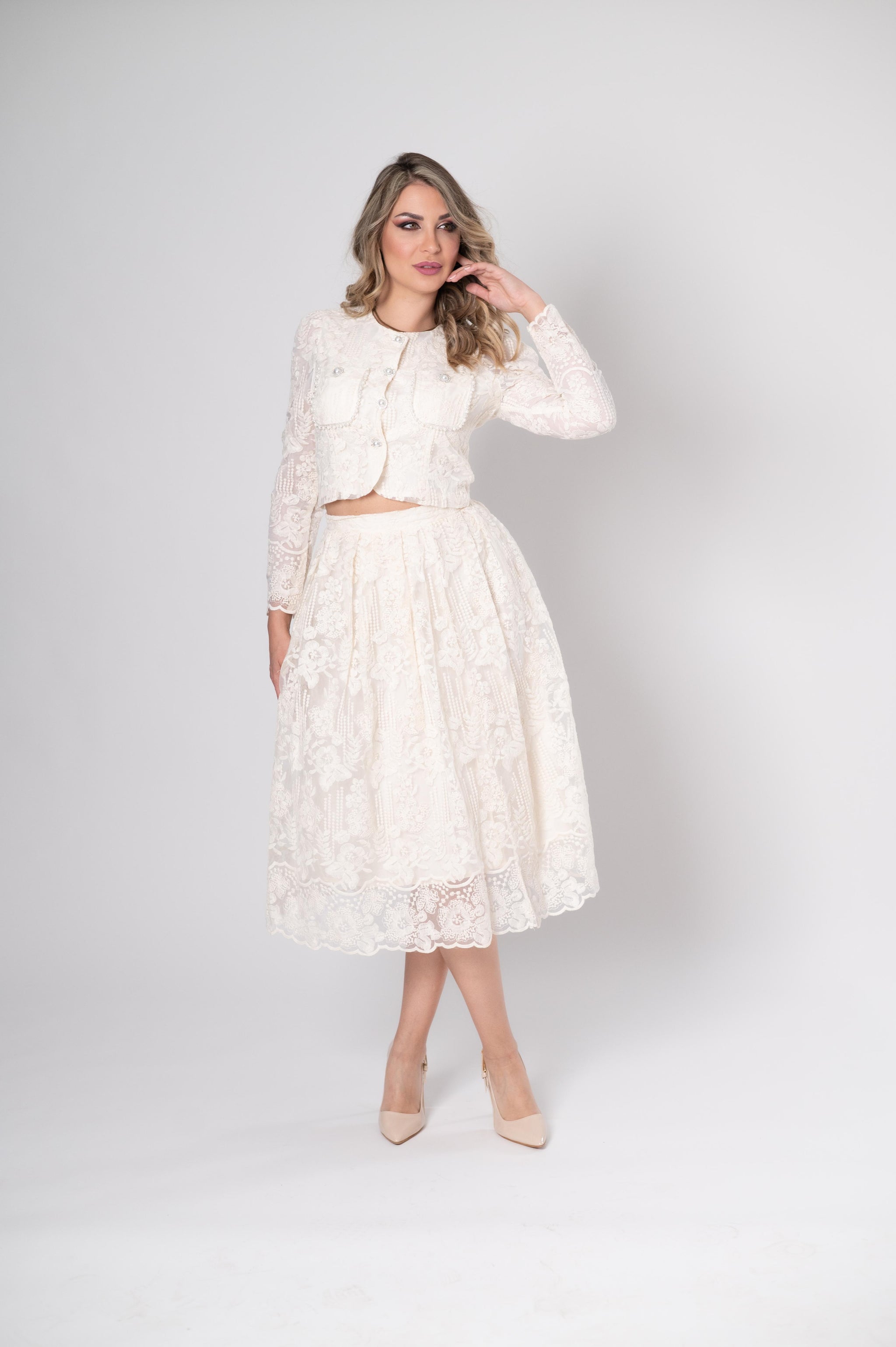 Elegantes Spitzen-Zweiteiler-Set
