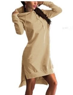 Irregular Hooded Sweatshirt Dress