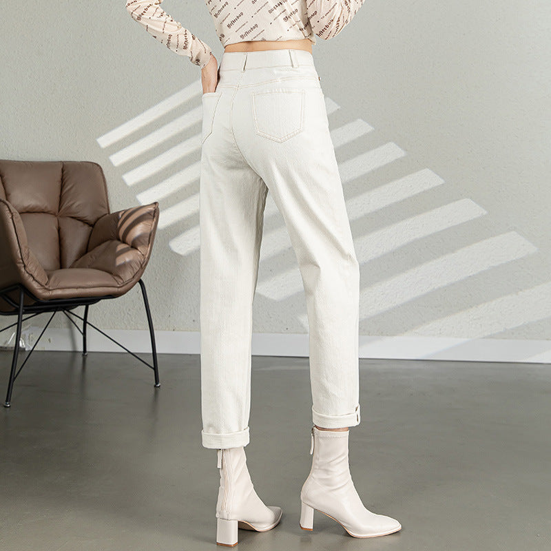 Damen High-Waisted Straight Crop Pants