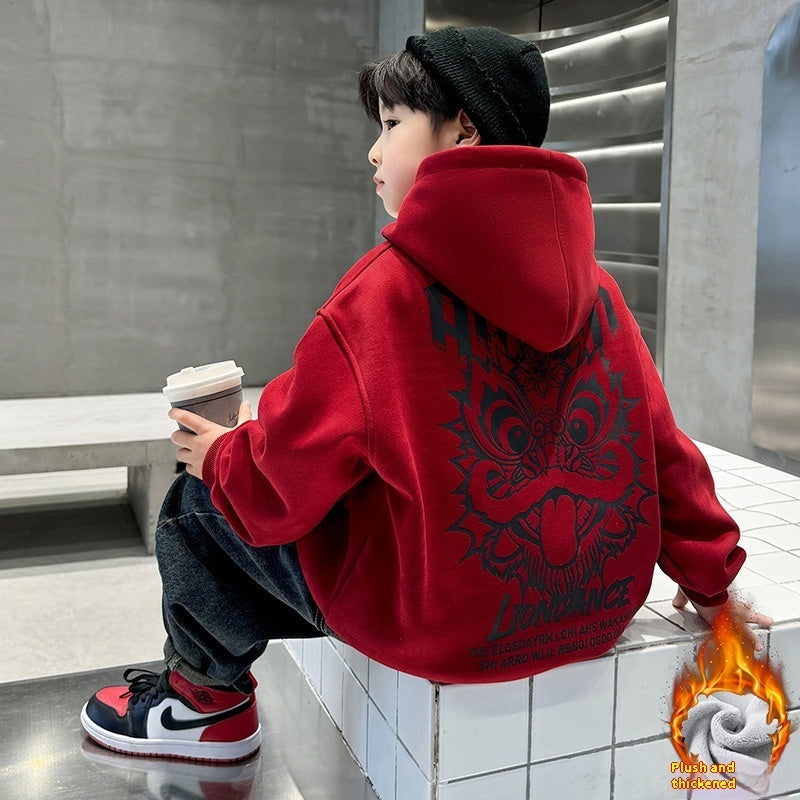 Middle And Big Fleece-lined Sweater Dragon Year Boy