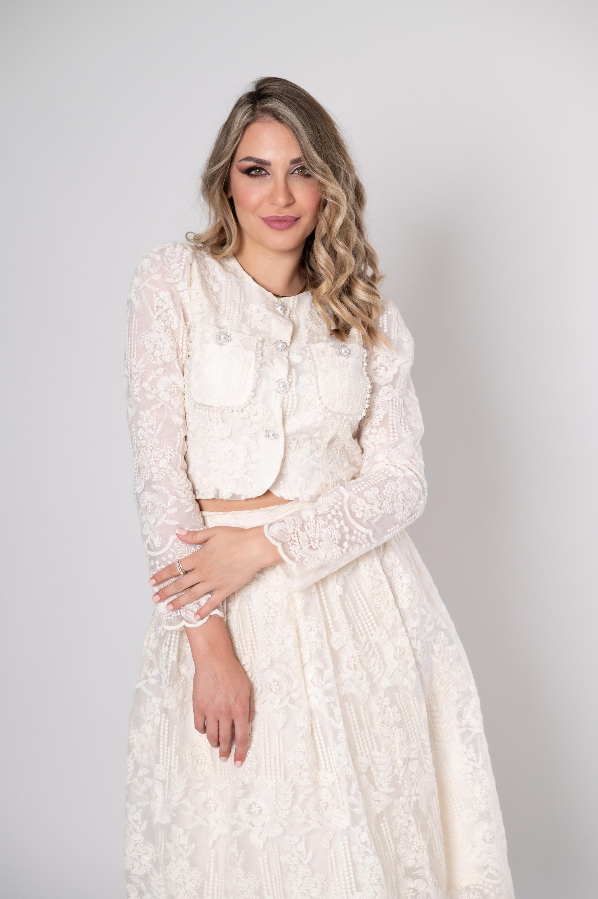 Elegantes Spitzen-Zweiteiler-Set