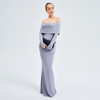 Elegantes Off-Shoulder Langarmkleid