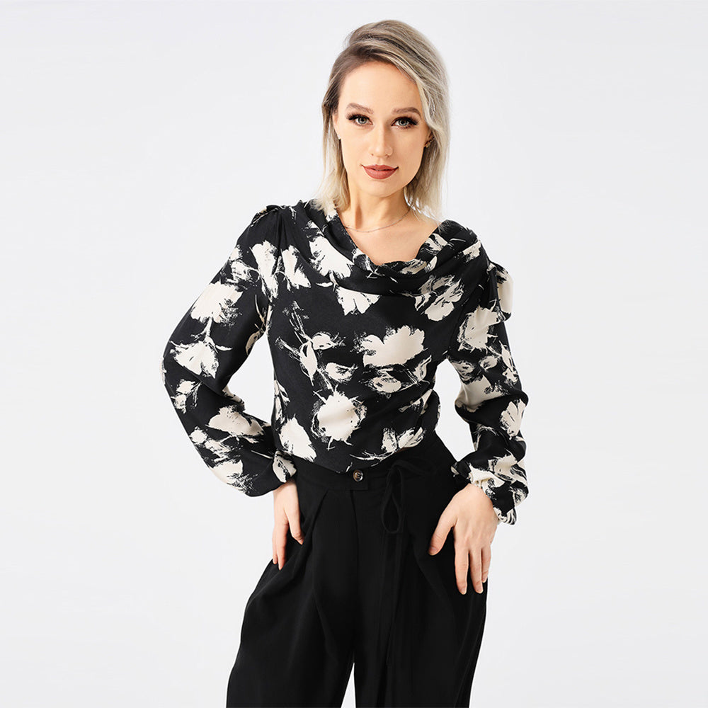 **Blouse élégante pour femmes avec imprimé et col tombant**