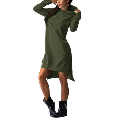 Irregular Hooded Sweatshirt Dress