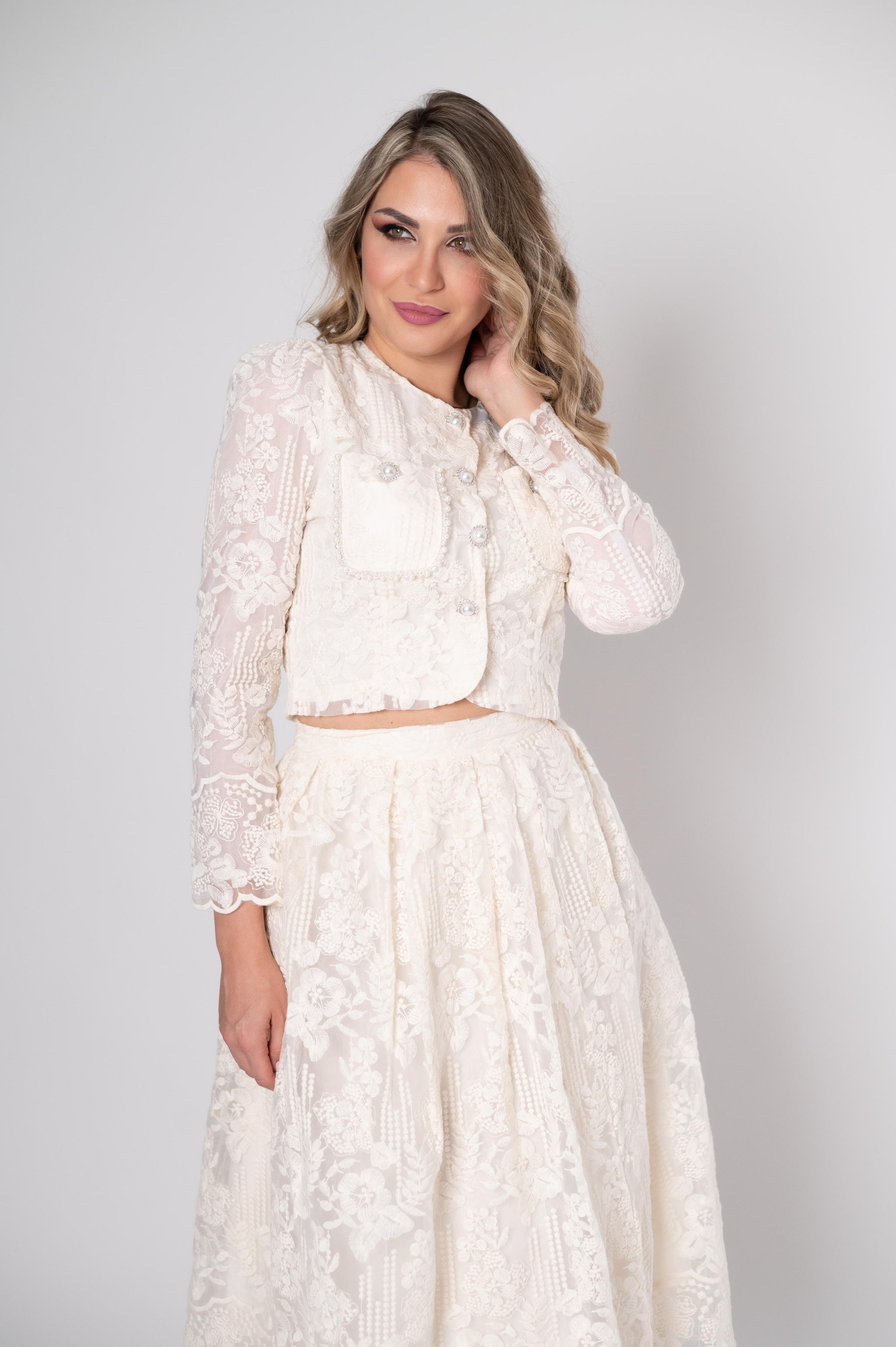 Elegantes Spitzen-Zweiteiler-Set