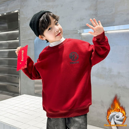 Middle And Big Fleece-lined Sweater Dragon Year Boy