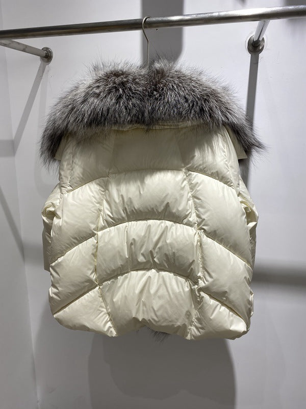 Luxury Fox Fur Grass Goose Down Jacket Lady