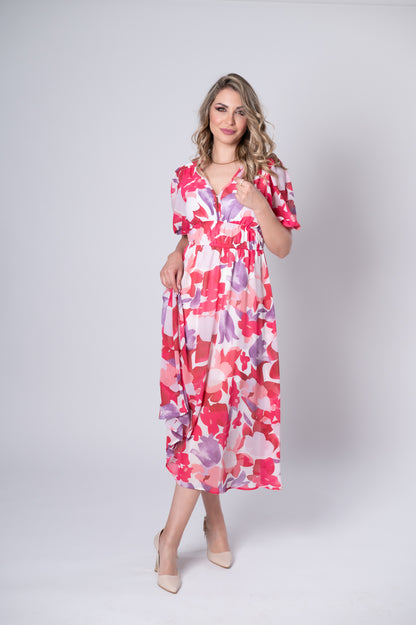Gedrucktes Maxikleid mit kurzen Ärmeln