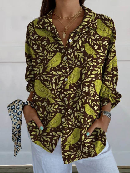 Damen-Langarmshirt im langen Schnitt mit Printmuster