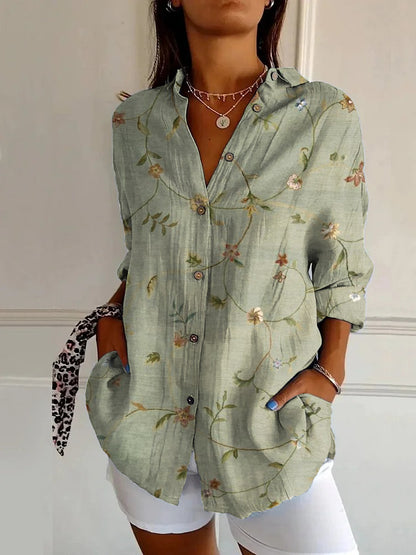 Damen-Langarmshirt im langen Schnitt mit Printmuster