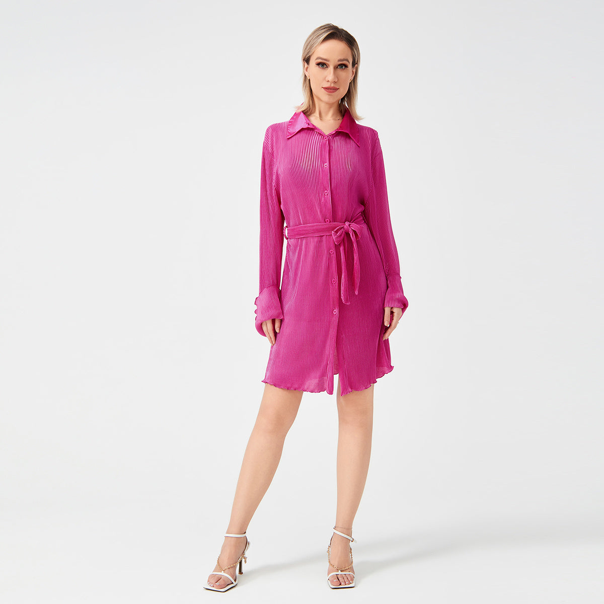 Damen Wrap & Pleat Chic Dress