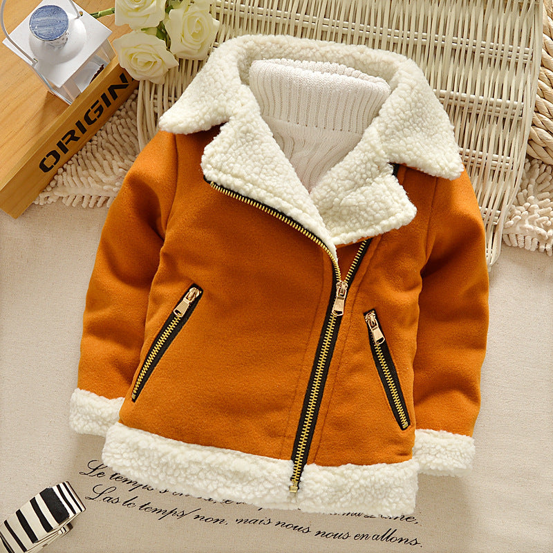 **Kinder Dicke Fleece-Wolljacke aus Lammwolle**