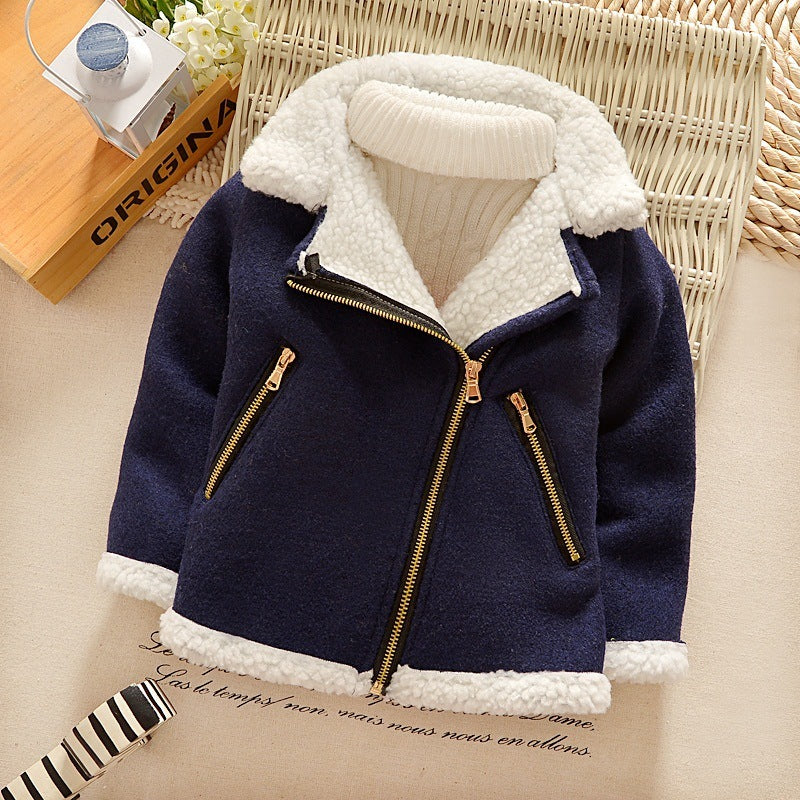 **Kinder Dicke Fleece-Wolljacke aus Lammwolle**